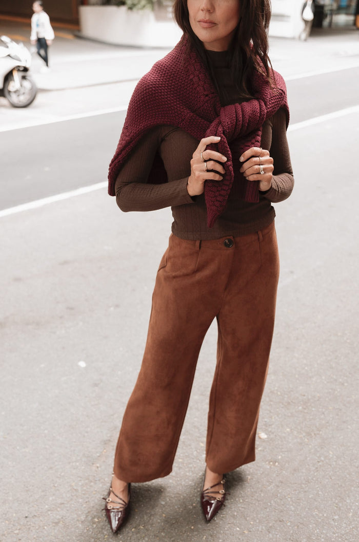 BOTTOMS Bodie Faux Suede Pant - Copper Tan