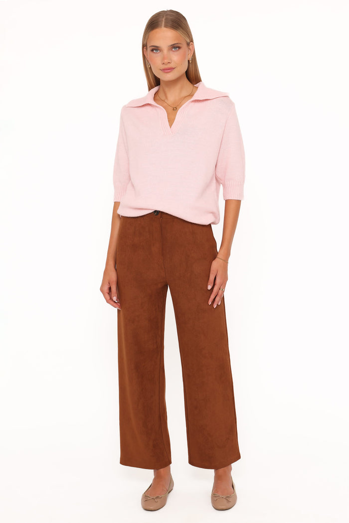 Petal and Pup USA BOTTOMS Bodie Faux Suede Pant - Copper Tan