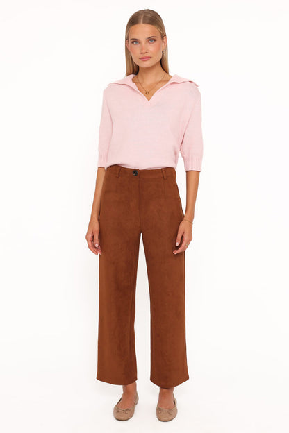 Petal and Pup USA BOTTOMS Bodie Faux Suede Pant - Copper Tan