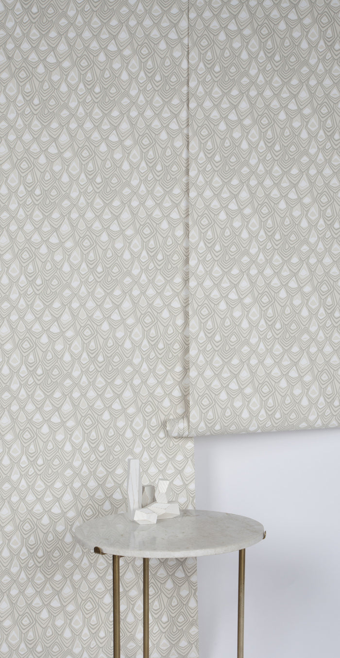 Boho Diamond Wallpaper in Snow and Stone