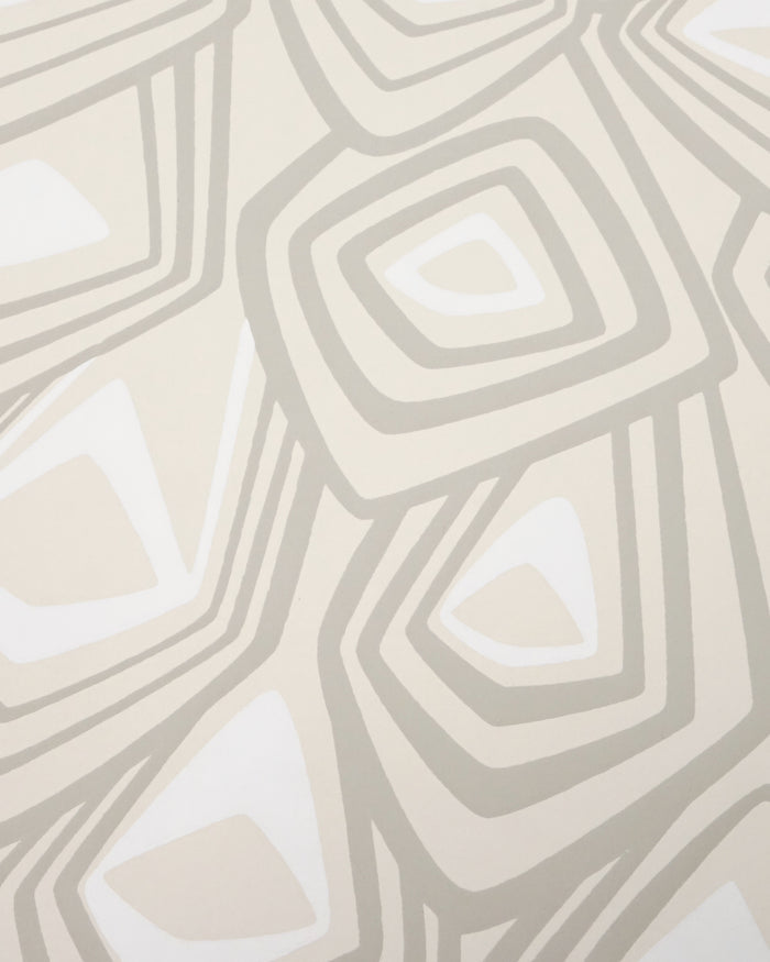 Boho Diamond Wallpaper in Snow and Stone