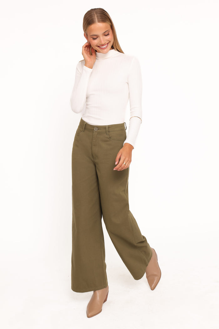 Petal and Pup USA BOTTOMS Brynn Straight Leg Pants - Khaki
