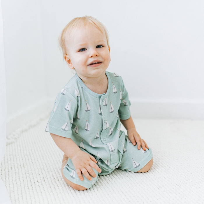Buttoned Romper -  Sail Away