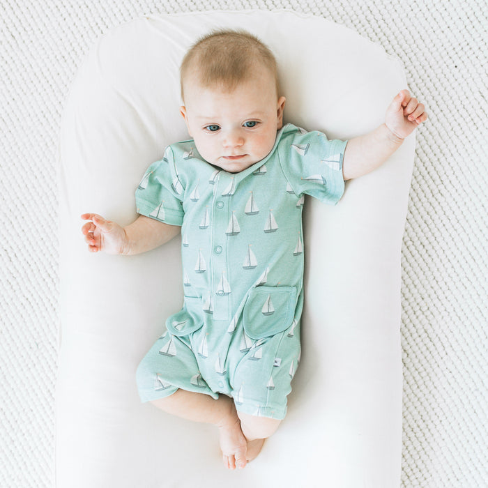 Buttoned Romper -  Sail Away