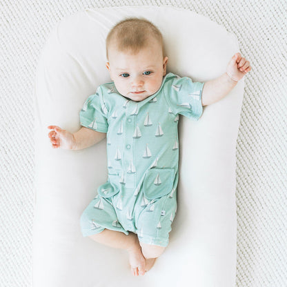 Buttoned Romper -  Sail Away