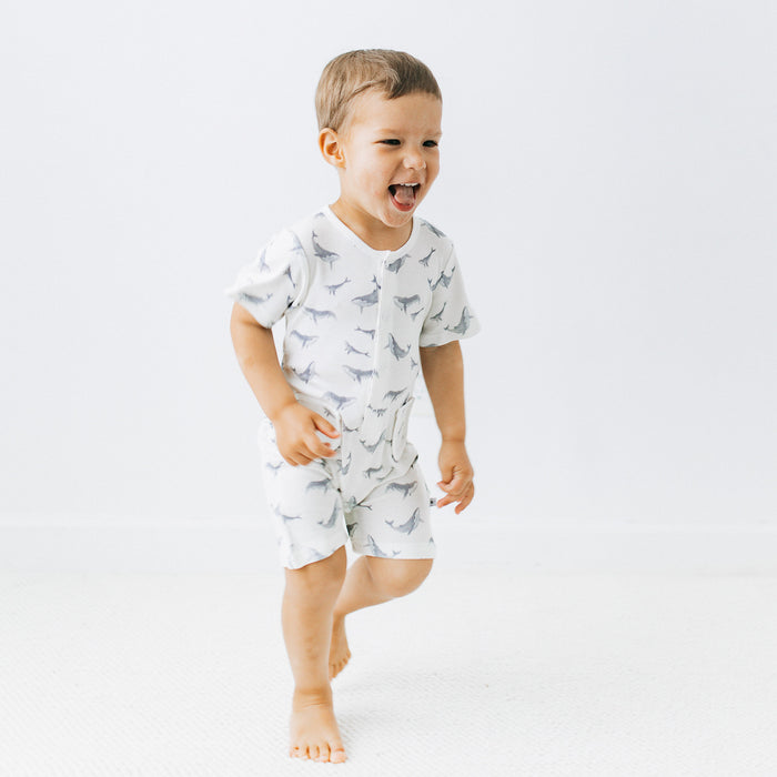 Buttoned Romper -  Whales Lullaby