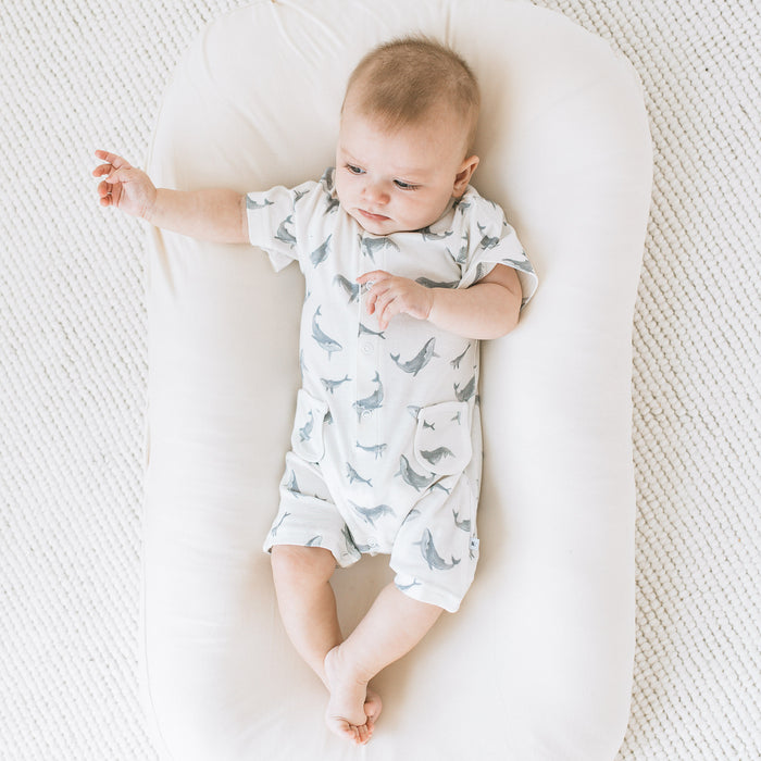 Buttoned Romper -  Whales Lullaby