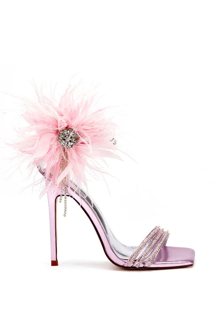 Candace Feather Crystal Stiletto Sandal (Pink)