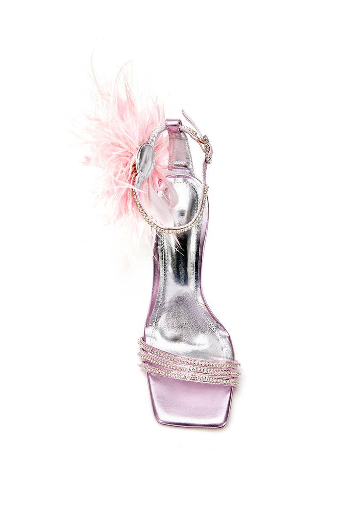 Candace Feather Crystal Stiletto Sandal (Pink)