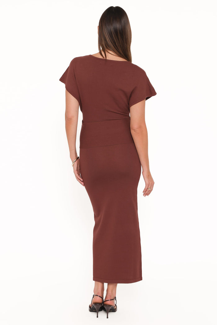 Petal and Pup USA DRESSES Carlina Midi Dress - Brown