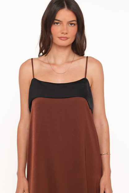 Petal and Pup USA DRESSES Cartia Midi Dress - Black/Brown