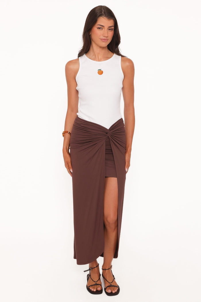 Petal and Pup USA BOTTOMS Cassandra Sarong Skirt - Dark Brown