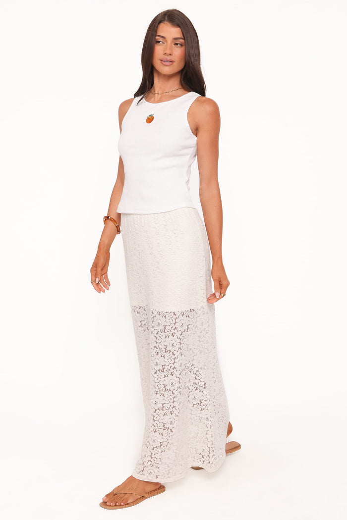 Petal and Pup USA BOTTOMS Cassie Lace Maxi Skirt - Cream