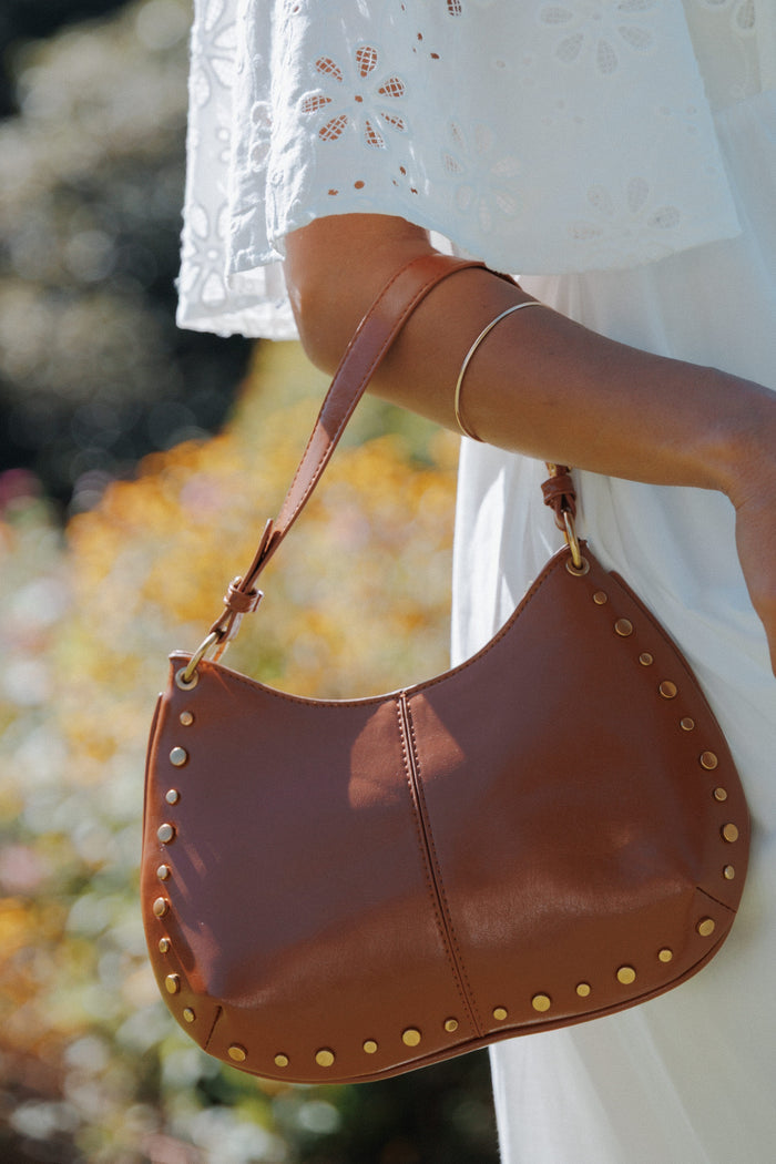Petal and Pup USA ACCESSORIES Celia Studded Bag - Tan One Size