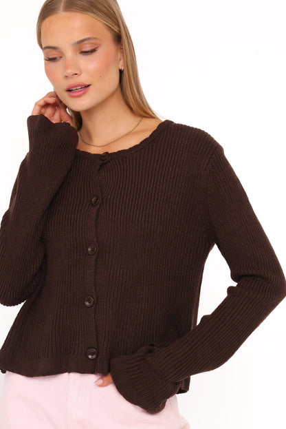 Petal and Pup USA KNITWEAR Charmer Cardigan - Brown