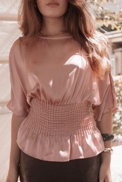 TOPS Cherish Pintuck Top - Rose