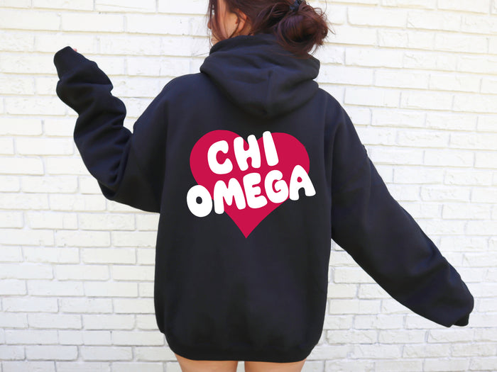 Chi Omega Boxy Heart Pullover Hoodie