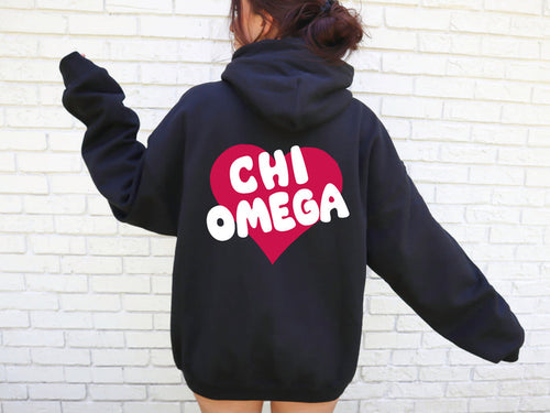 Chi Omega Boxy Heart Pullover Hoodie