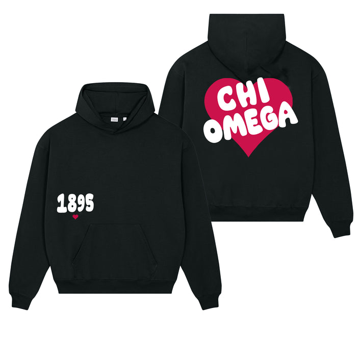 Chi Omega Boxy Heart Pullover Hoodie