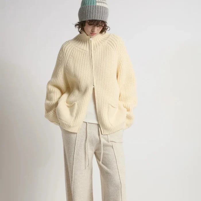 Chunk Zip Cardigan - Ivory