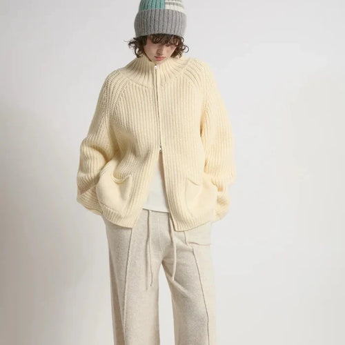 Chunk Zip Cardigan - Ivory