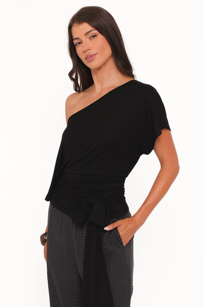 Petal and Pup USA TOPS Clarke Off The Shoulder Tie Top - Black