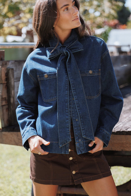 OUTERWEAR Cleo Denim Bow Jacket - Indigo