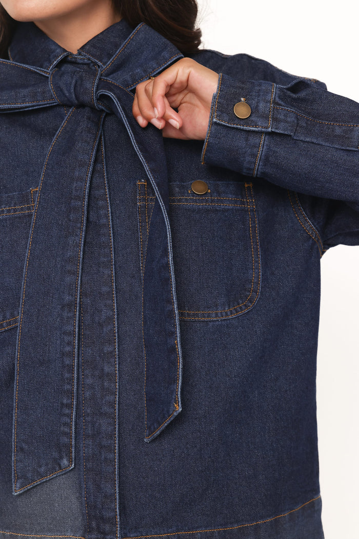Petal and Pup USA OUTERWEAR Cleo Denim Bow Jacket - Indigo