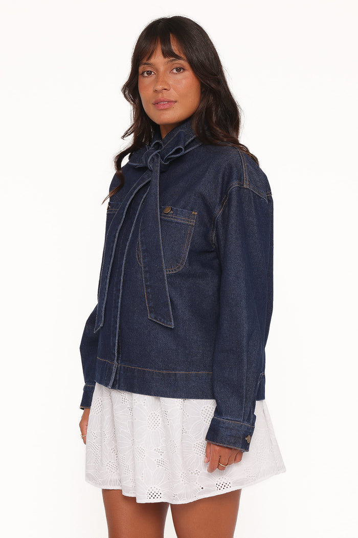 Petal and Pup USA OUTERWEAR Cleo Denim Bow Jacket - Indigo