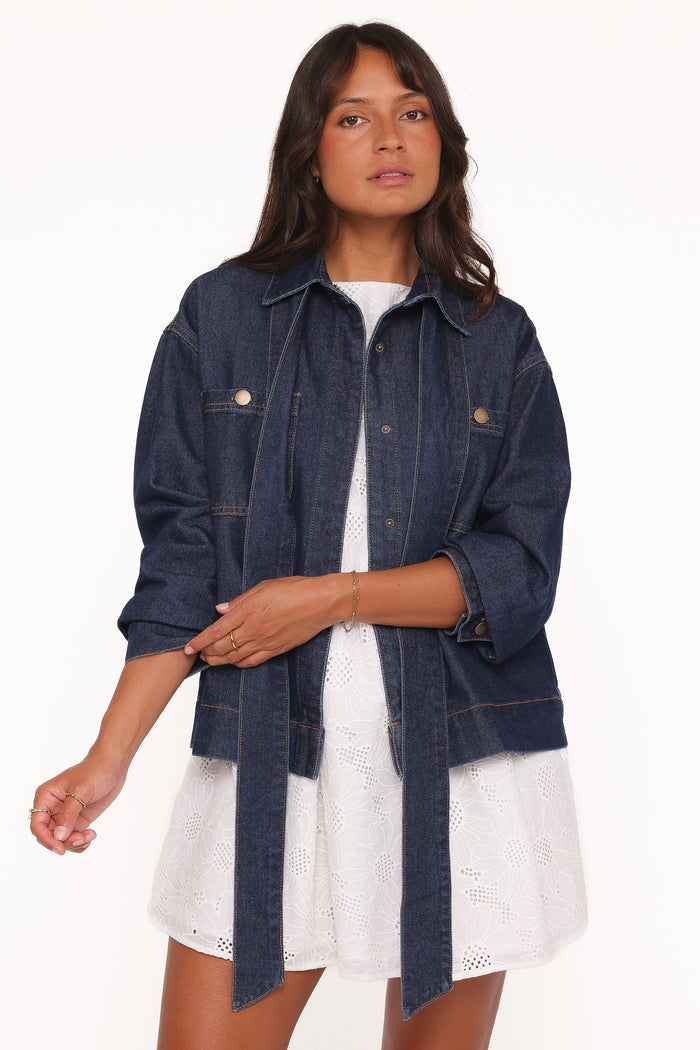 Petal and Pup USA OUTERWEAR Cleo Denim Bow Jacket - Indigo