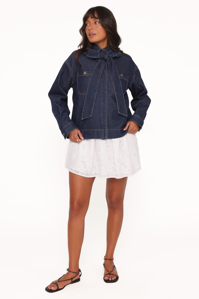 Petal and Pup USA OUTERWEAR Cleo Denim Bow Jacket - Indigo