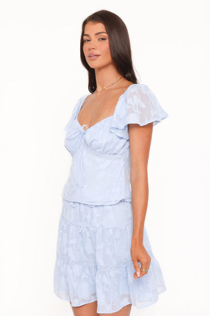 Petal and Pup USA TOPS Clodagh Textured Flutter Top - Powder Blue