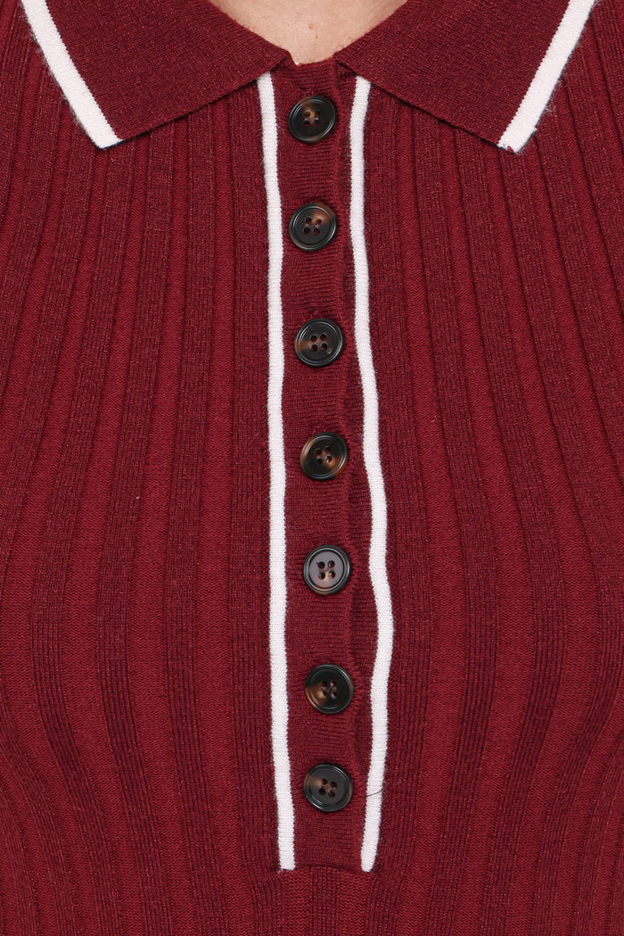 Petal and Pup USA DRESSES Conner Short Sleeve Knit Dress - Burgundy