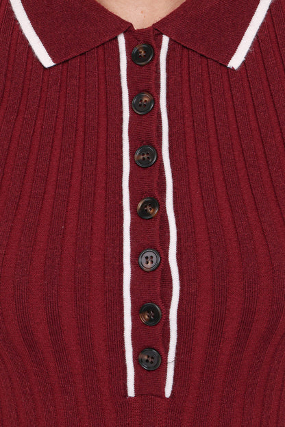 Petal and Pup USA DRESSES Conner Short Sleeve Knit Dress - Burgundy