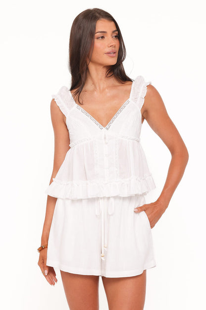 Petal and Pup USA TOPS Daisy Cap Sleeve Top - White Broderie