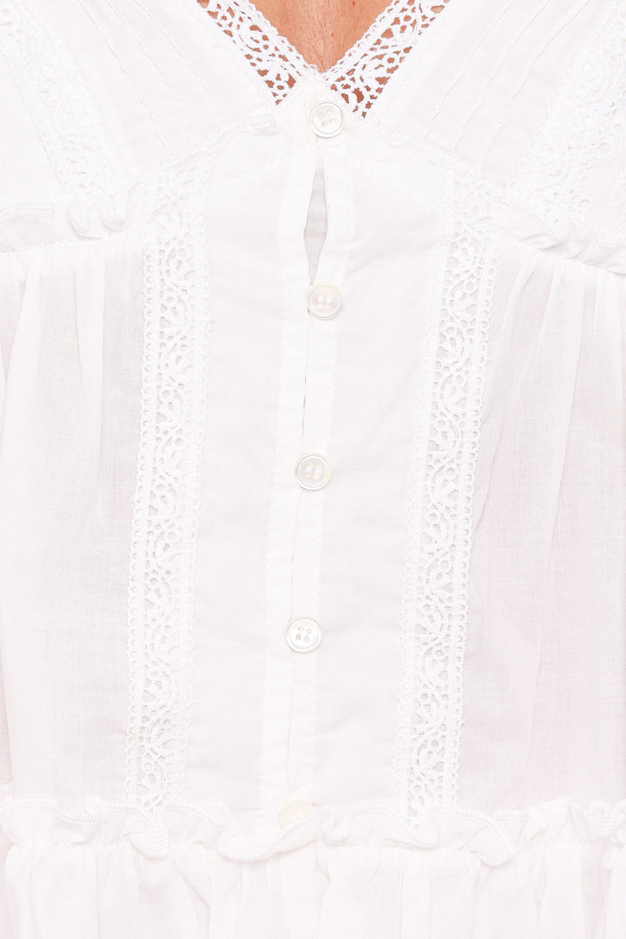 Petal and Pup USA TOPS Daisy Cap Sleeve Top - White Broderie