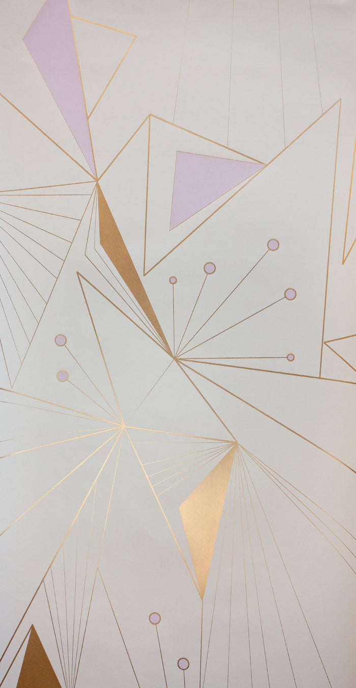 DecoPrism Wallpaper in Metallic Bronze and Lavender Mist