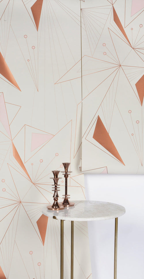 DecoPrism Wallpaper in Metallic Copper Blush Pink