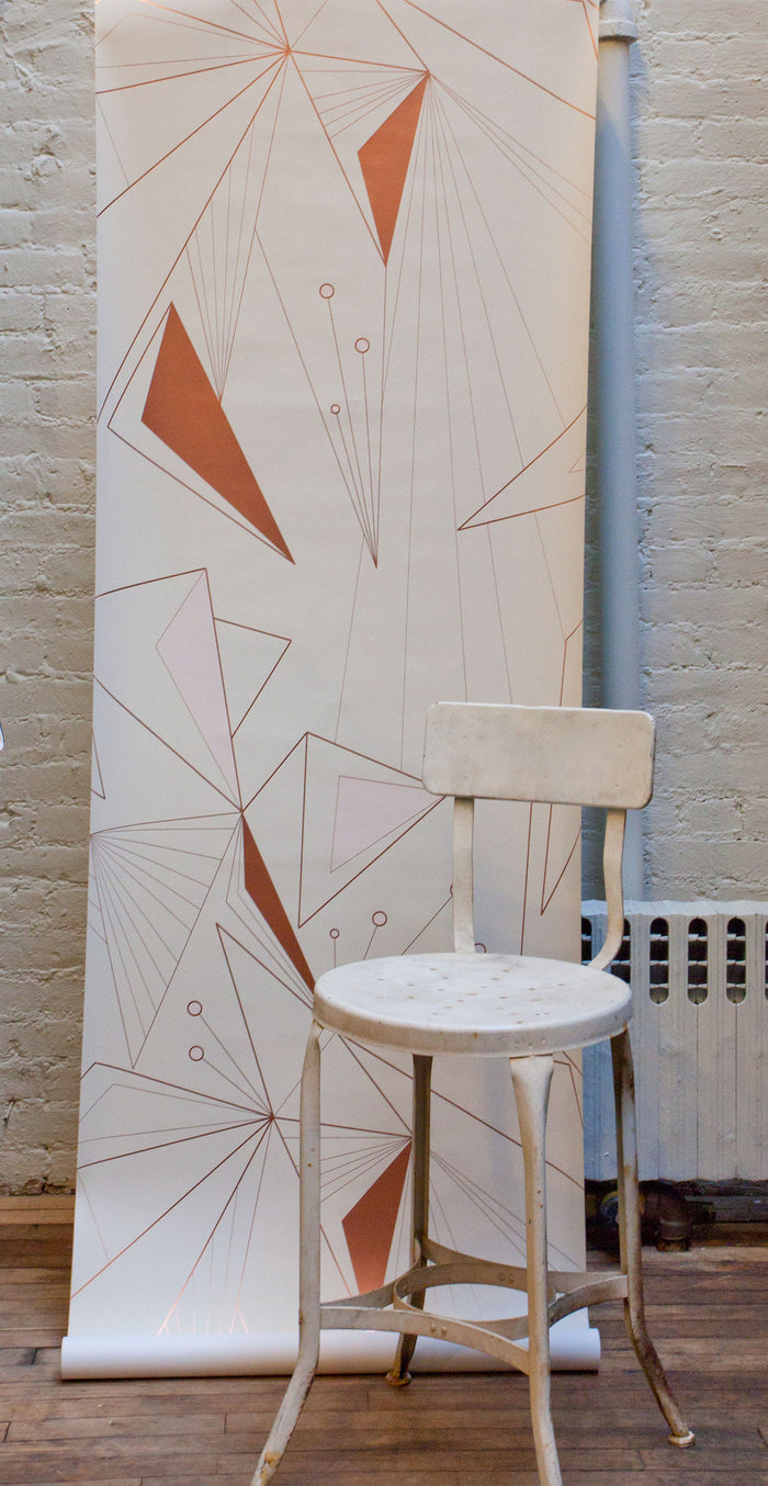 DecoPrism Wallpaper in Metallic Copper Blush Pink