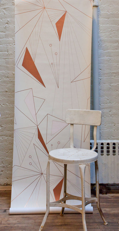 DecoPrism Wallpaper in Metallic Copper Blush Pink