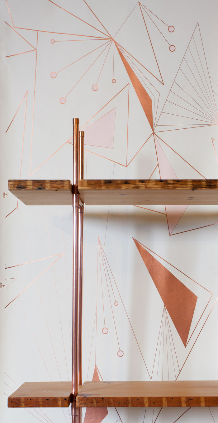 DecoPrism Wallpaper in Metallic Copper Blush Pink