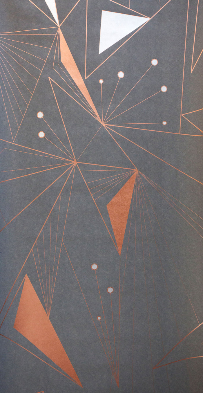 DecoPrism Wallpaper Metallic Copper, Silver and Bronze on Graphite