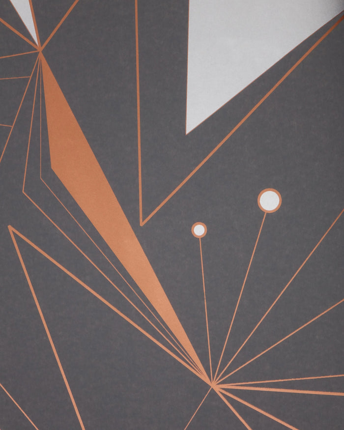 DecoPrism Wallpaper Metallic Copper, Silver and Bronze on Graphite