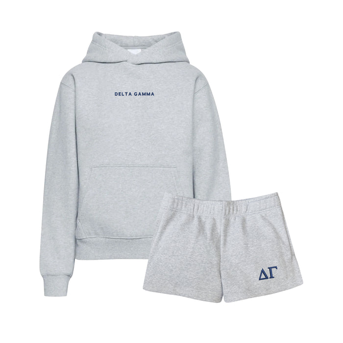 Delta Gamma Fave Fit Hoodie & Shorts Set - Wordmark