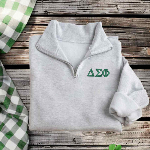 Delta Sigma Phi Quarter Zip Pullover Sweatshirt - Letters