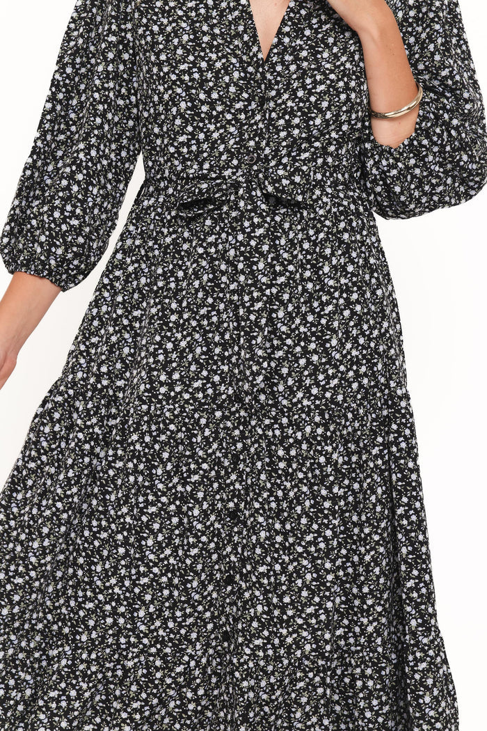 Petal and Pup USA DRESSES Dixon Maxi Dress - Black Ditsy Floral