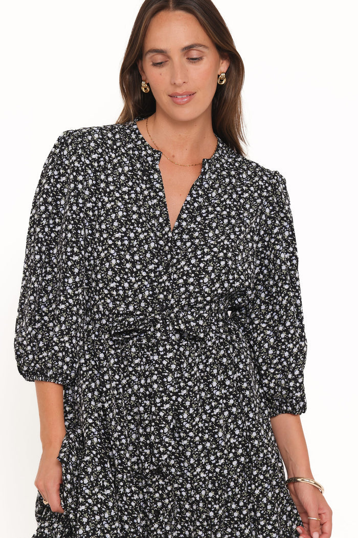Petal and Pup USA DRESSES Dixon Maxi Dress - Black Ditsy Floral