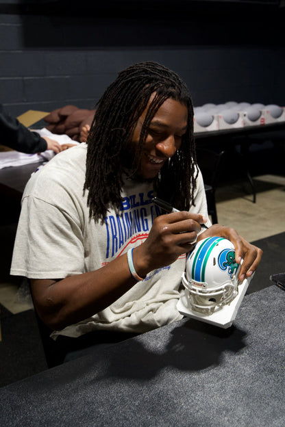 Dorian Williams Signed Tulane Angry Wave White Speed Mini Helmet