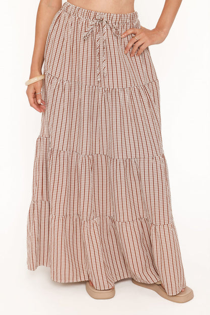 Petal and Pup USA SETS Eirlys Tiered Skirt Set - Brown White