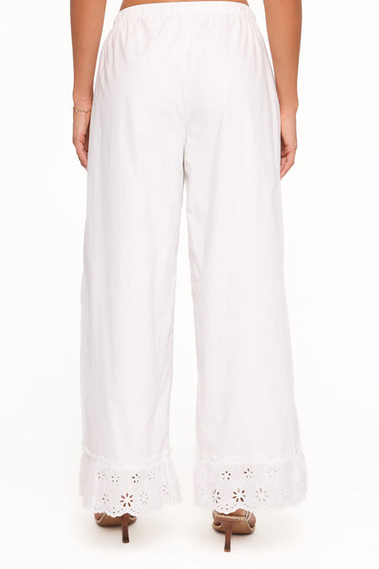 Petal and Pup USA BOTTOMS Eliska Frill Hem Pant - White